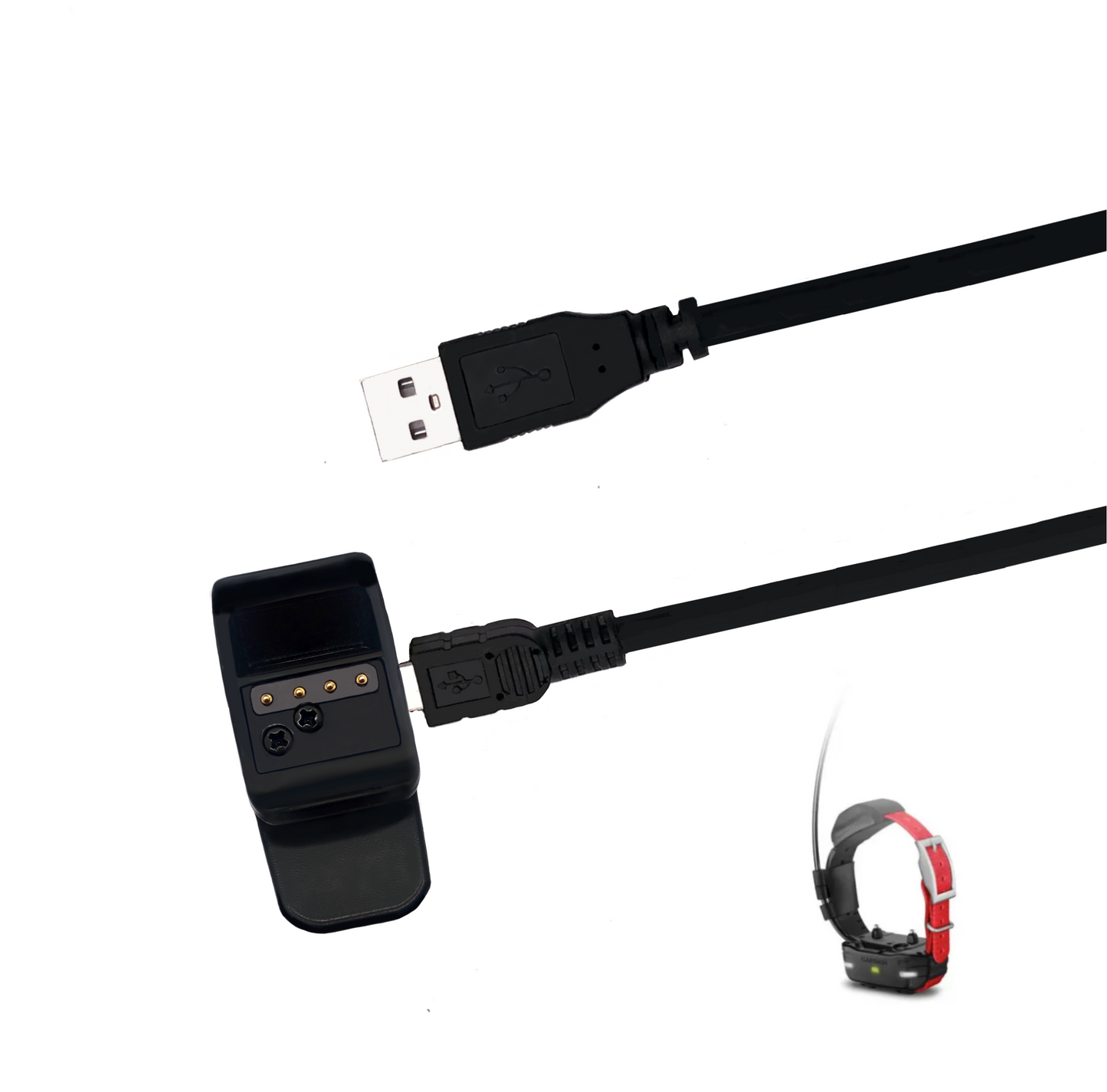 Charger Kit for Garmin Dog Collar T5 Mini, TT15 Mini, Dog Tracking Collar Replacement USB Charging Cable Clip, USB Plug.